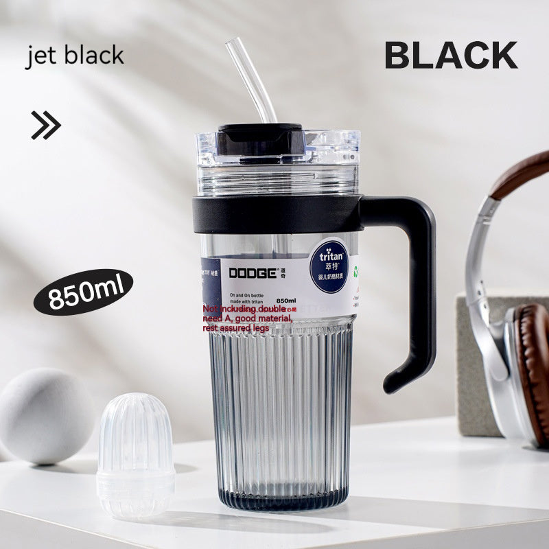Household Portable Double Drink Straw Plastic Cup