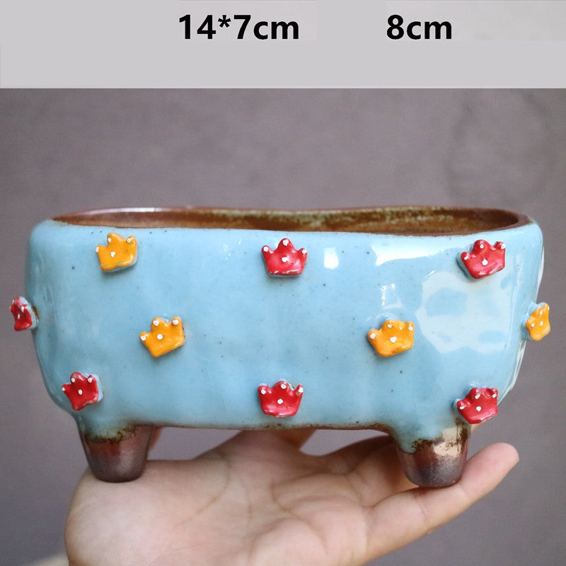 Strawberry Stoneware Succulent Plant Pot