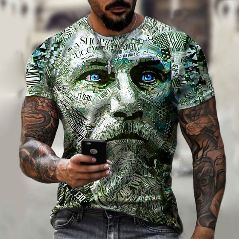 Men's Casual Slim-Fit Top Fashionable 3D Printed Men's Clothing