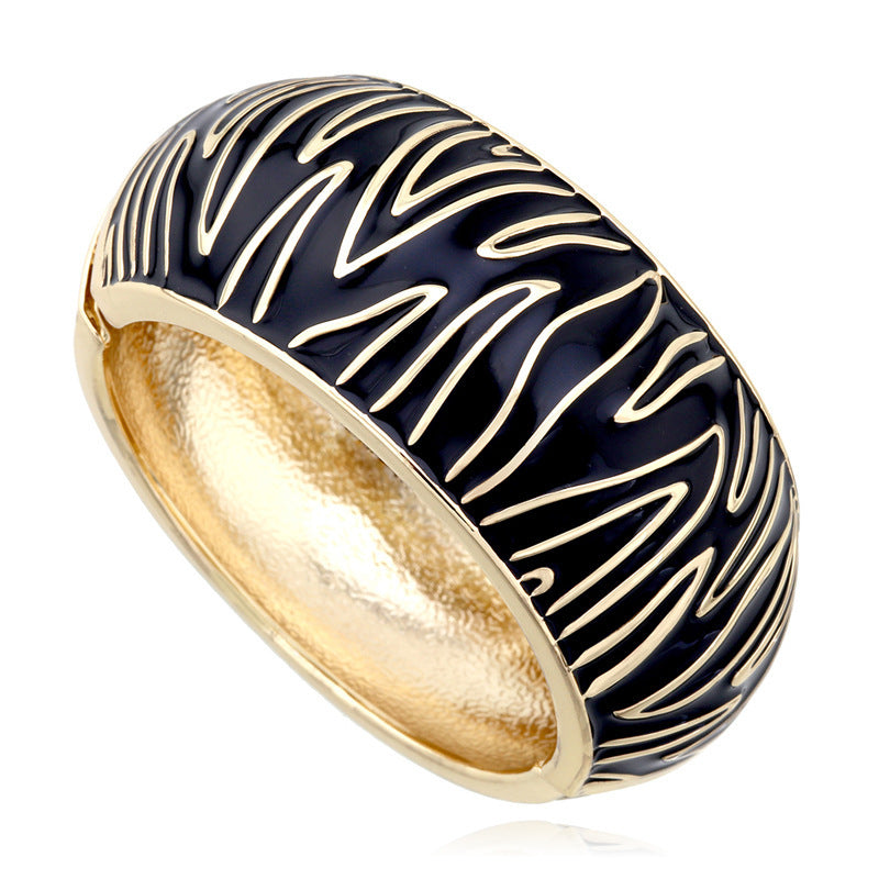 Zebra Pattern Alloy Drip Oil Fashion Bracelet