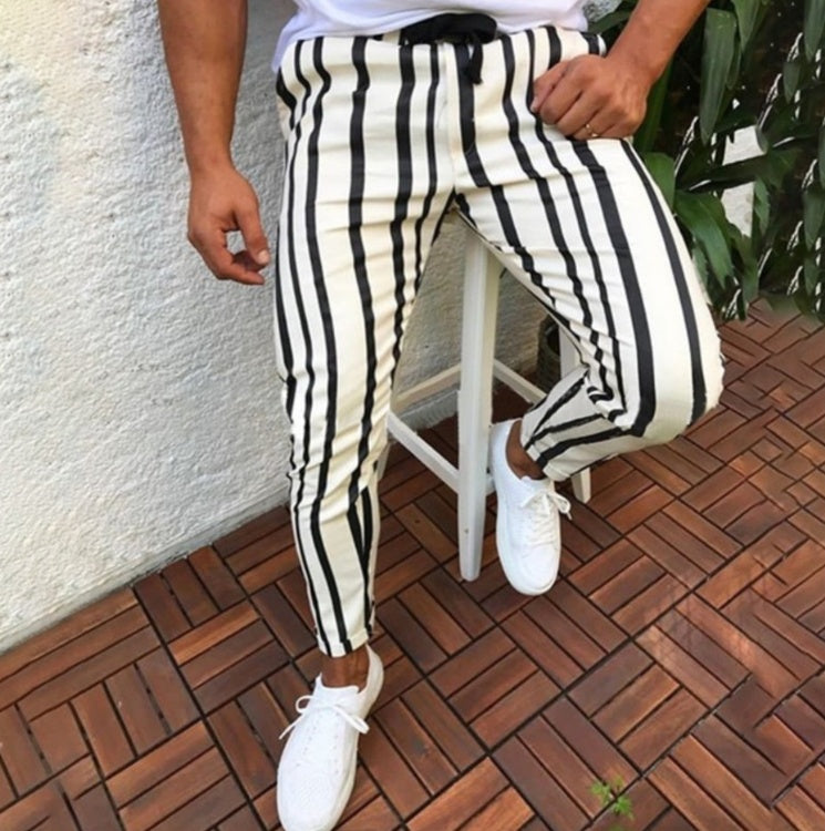 Casual Pants Tide Stripe Printed Trousers