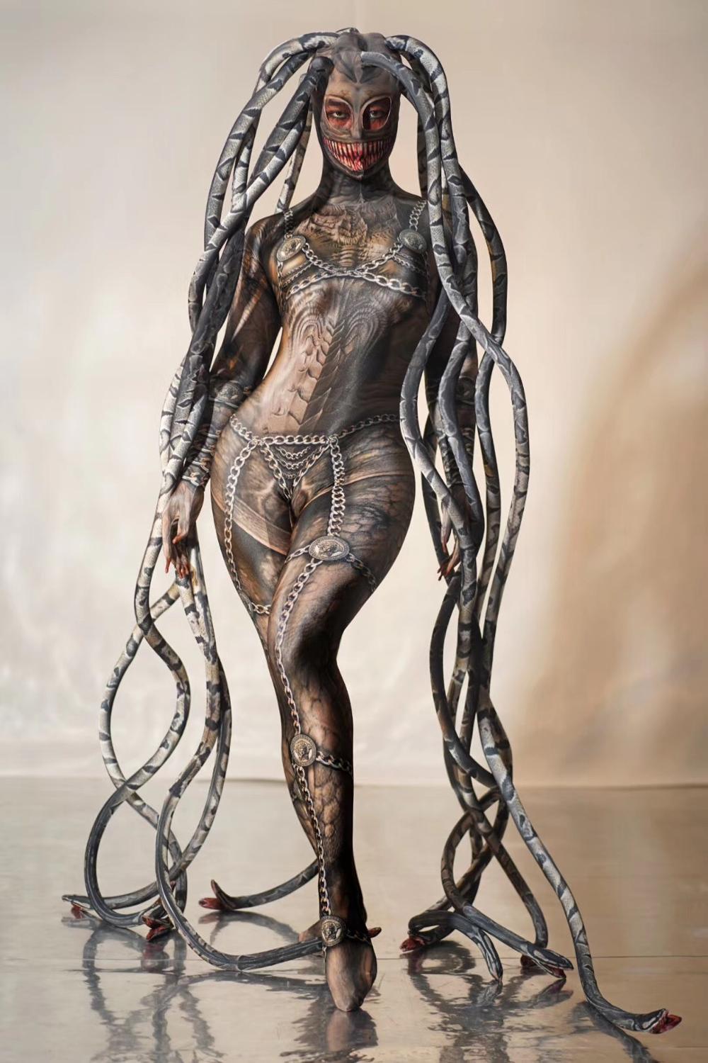 Medusa Fake Transparent Meat Snake One-Piece Costume