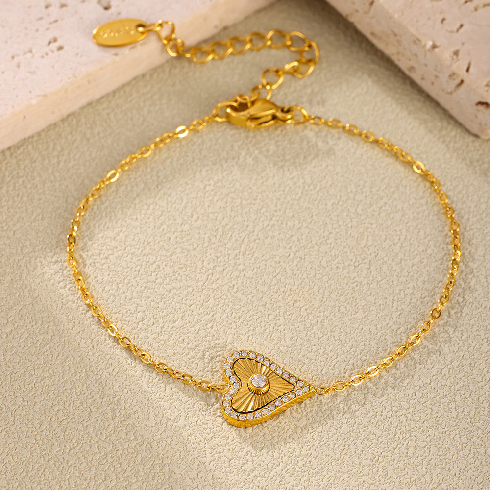 Double-Layer Flower-Picking Heart-Shaped Diamond Top Chain