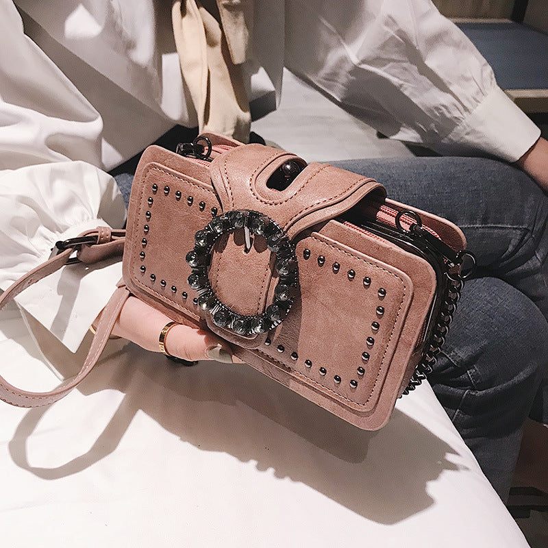 Retro Diamond-Studded Small Square Bag Korean Messenger Bag