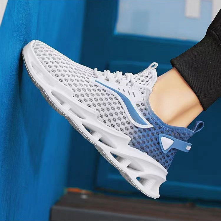 Men's Lace-Up Sneakers Mesh Sports Shoes Fashion Hollow-Sole Low Top Running Shoes
