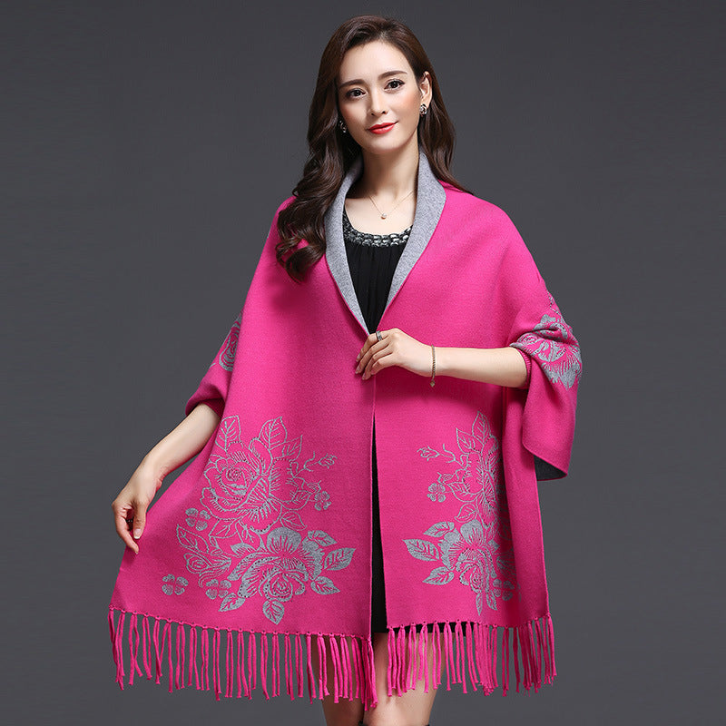 Mid-length Tassels Loose-Fitting Knitted Cardigan Thickened Sweater Cashmere Outerwear