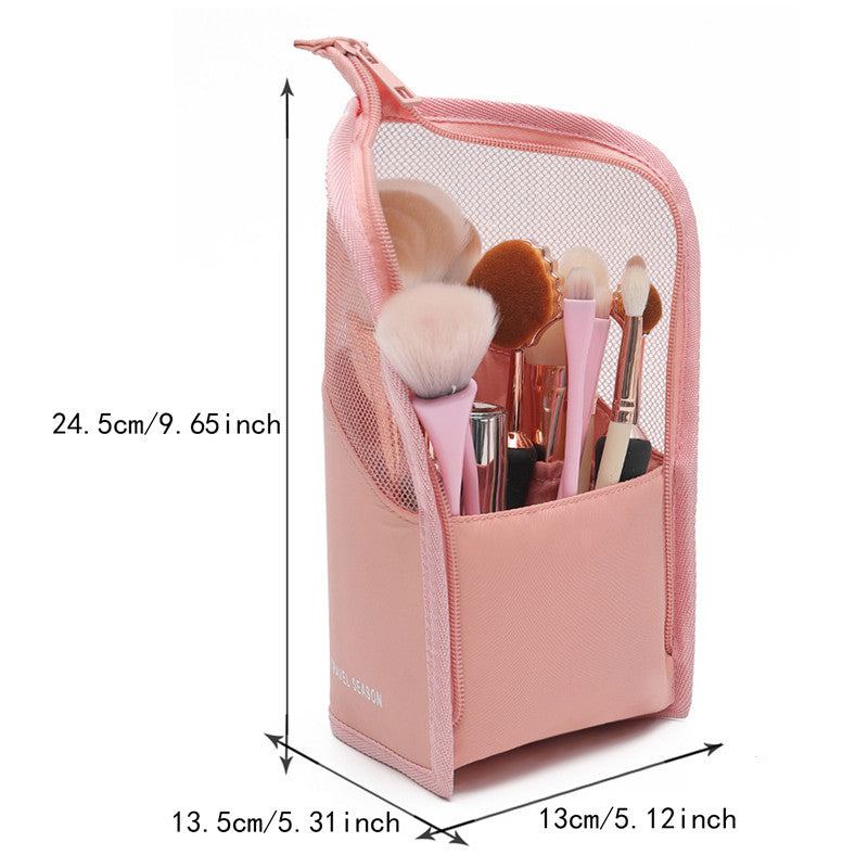 Makeup Brush Case Makeup Brush Holder Travel Waterproof Cosmetic Bag Stand-Up Foldable Makeup Cup With Zipper