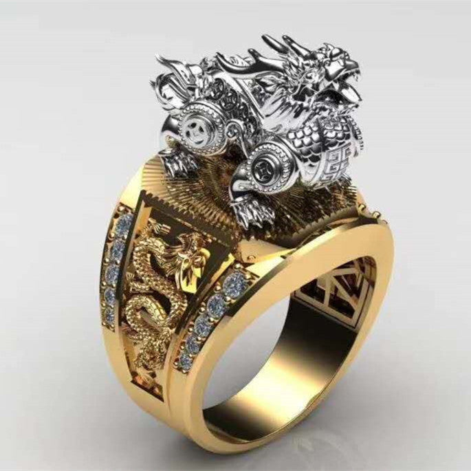 Domineering Pattern KIRIN Carved Pattern Men's Ring