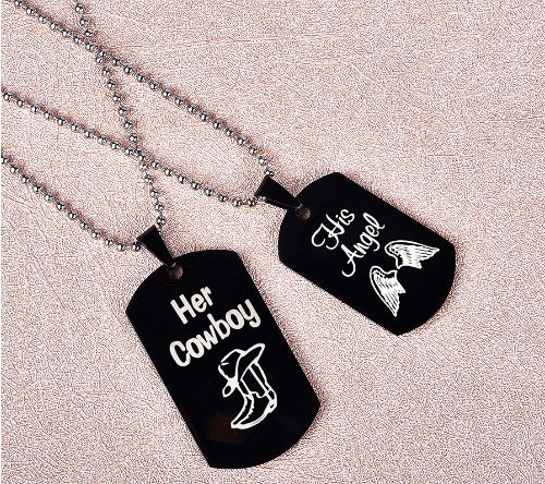 Her Cowboy His Angel Necklace