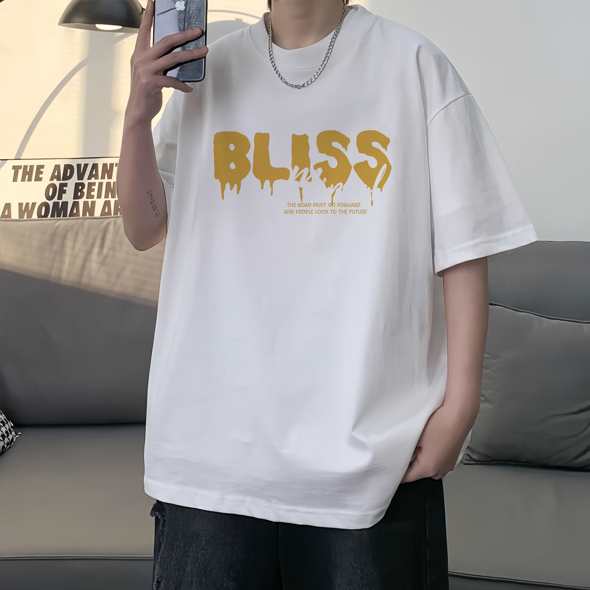 Short-Sleeved T-shirt Men's Cotton Printed Top