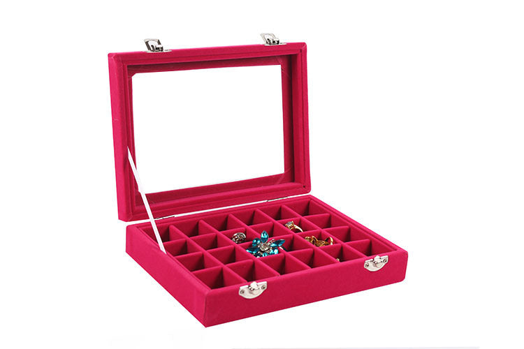 24 Grid Silver Pendant Jewelry Box With Velvet Surface