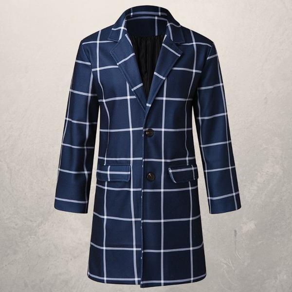 Men's Plaid Trench Coat