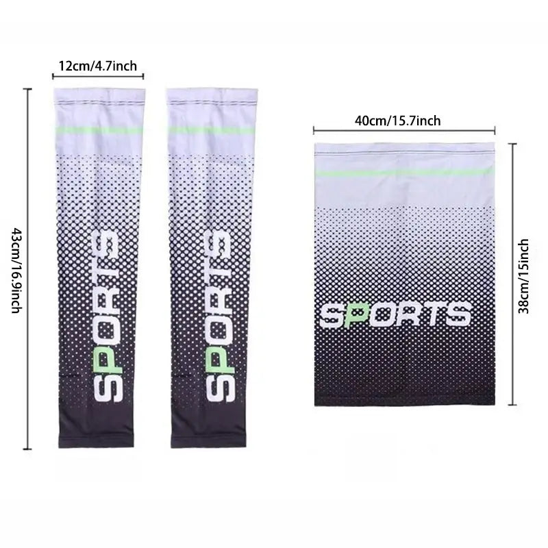 UV Resistant Ice Silk Cooling Set - 1 Pair Arm Sleeves 1 Face Mask Scarf, Sun Protection For Running, Cycling, Outdoor Sports