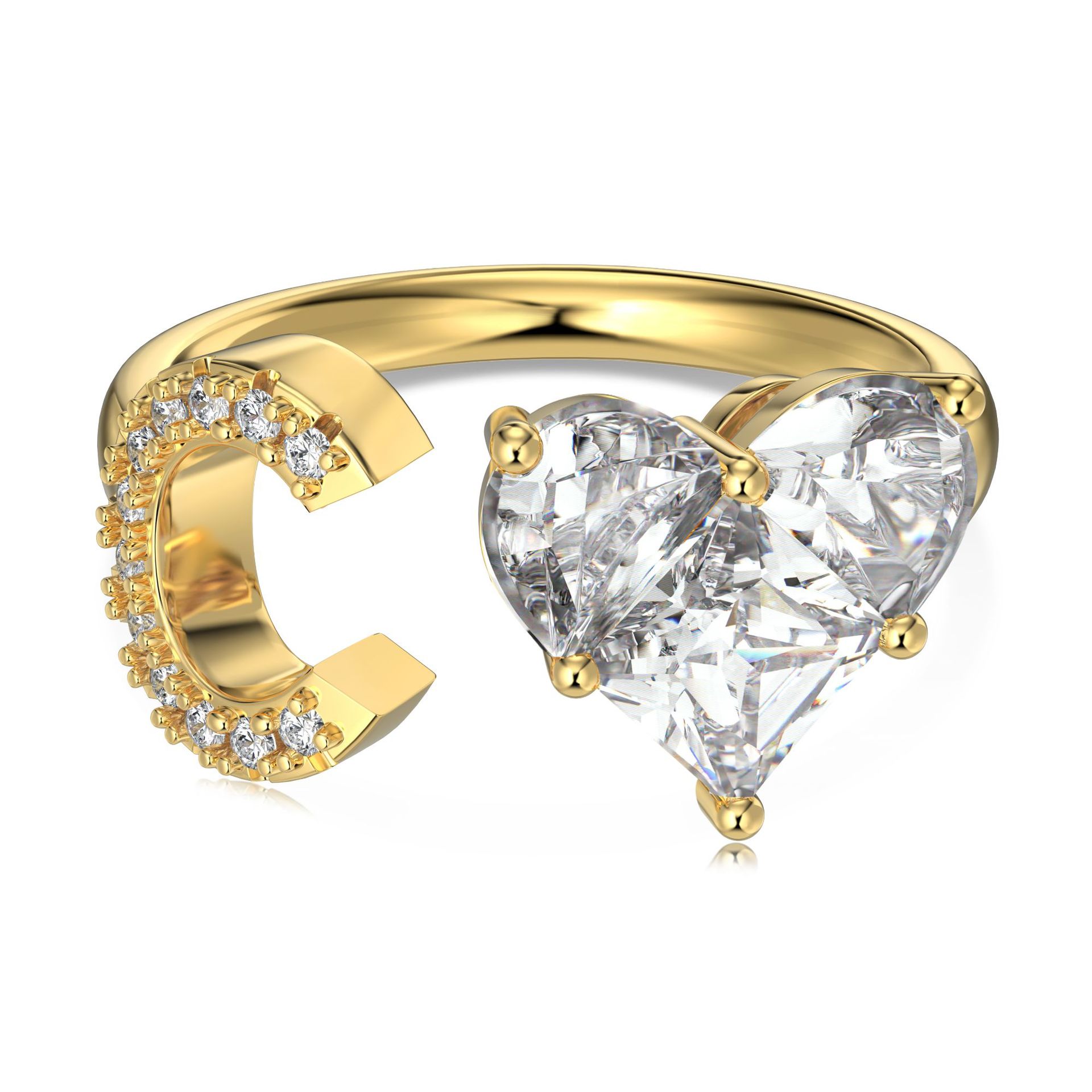 26 English Letters Sterling Silver Ring Fashion Simple Advanced Design Zircon Inlaid