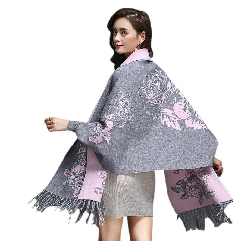 Mid-length Tassels Loose-Fitting Knitted Cardigan Thickened Sweater Cashmere Outerwear