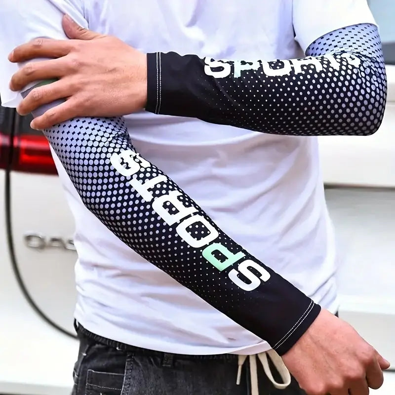 UV Resistant Ice Silk Cooling Set - 1 Pair Arm Sleeves 1 Face Mask Scarf, Sun Protection For Running, Cycling, Outdoor Sports
