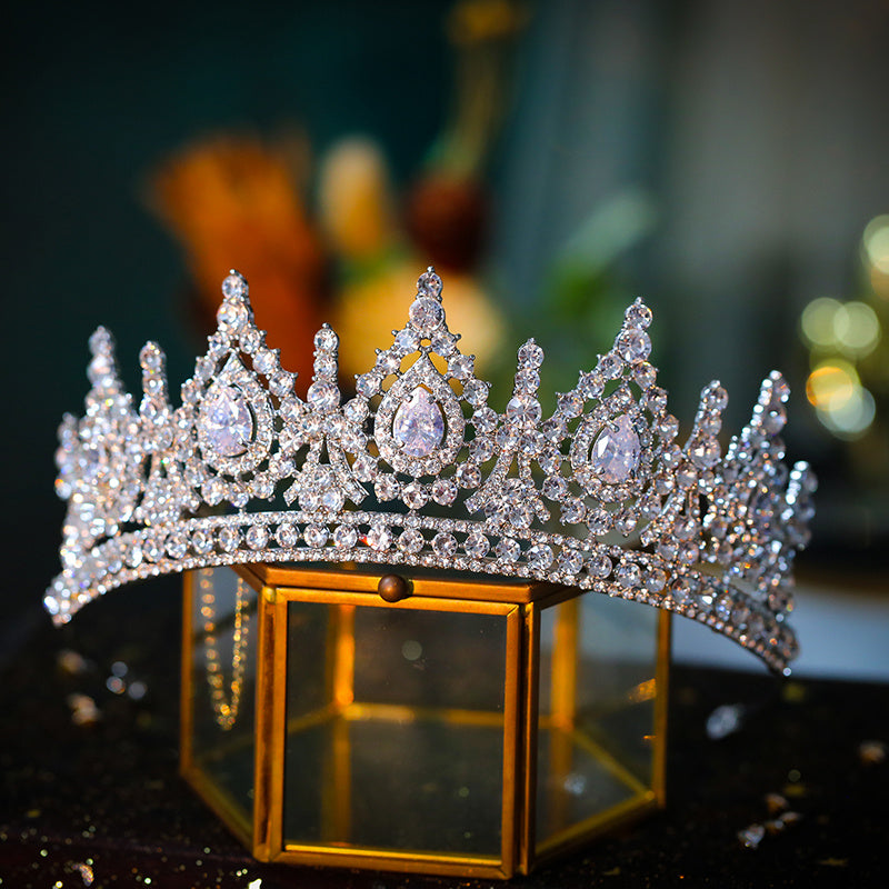 Luxury Cubic Zirconia Crown Crystal Bridal Tiaras Crowns Que