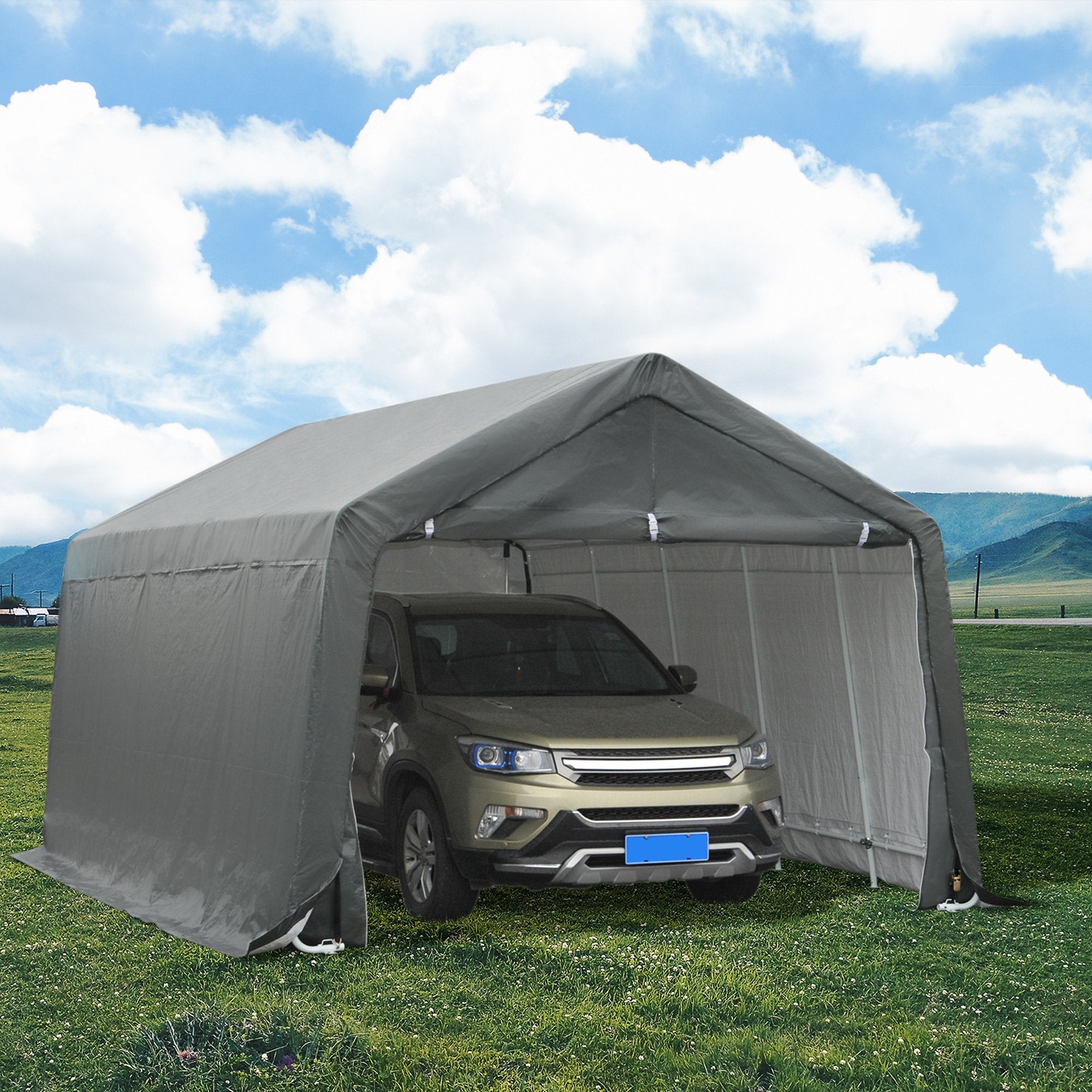 20' x 12' Heavy Duty Outdoor Temporary Carport Canopy Tent - Gray