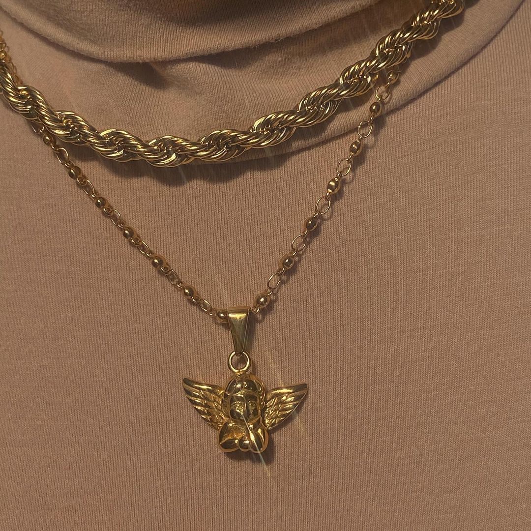 18k Genuine Gold Plated Angel Pendant Necklace