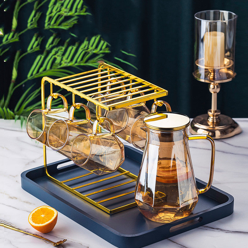 Cold Kettle Light Luxury European Style Cold Water Cup Household High Temperature Glass Kettle Large Capacity Water Cup Set Tea Cup