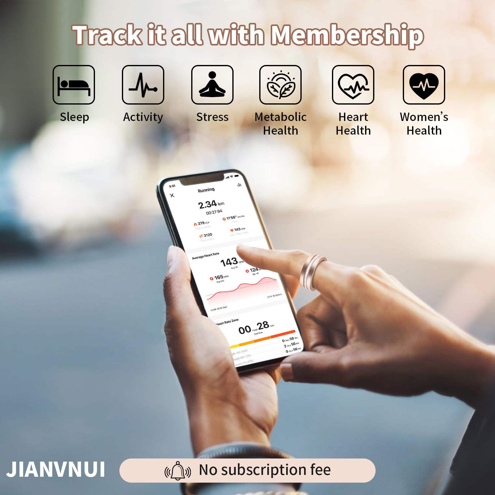 2025 New Smart Ring For Women, Health & Fitness Tracker With Heart Rate, Blood Oxygen, Sleep Monitoring, Elegant Rose Gold Design With Crystal Accents, IP68 Waterproof, Gesture Control