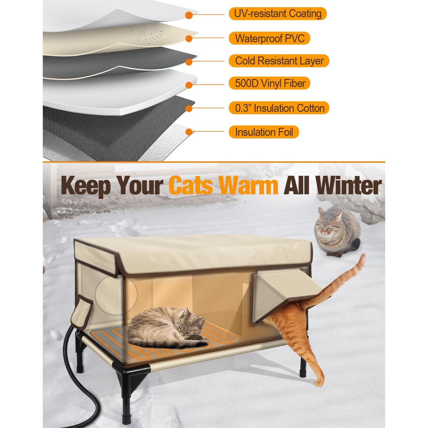 Outdoor PVC Pipe Height Increasing Oxford Cloth Waterproof Cat House
