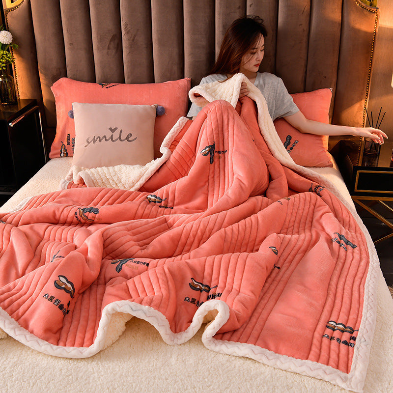Cashmere Three-Layer Blanket Thickened Warm Feather Silk Blanket