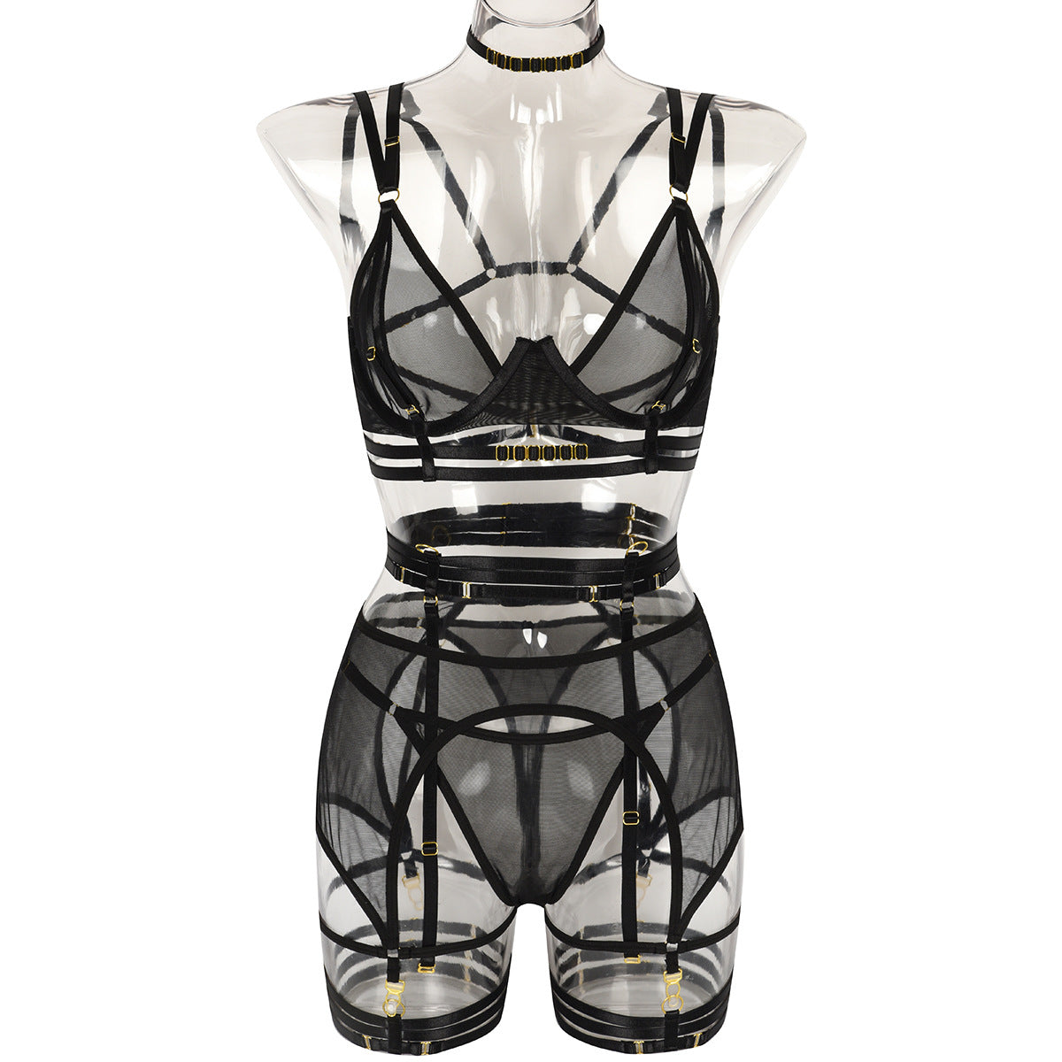Mesh Stitching Complex Heavy-Duty Halter Leg Ring Set