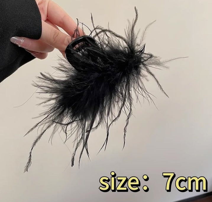 Ostrich Feather Hair Clip For Women