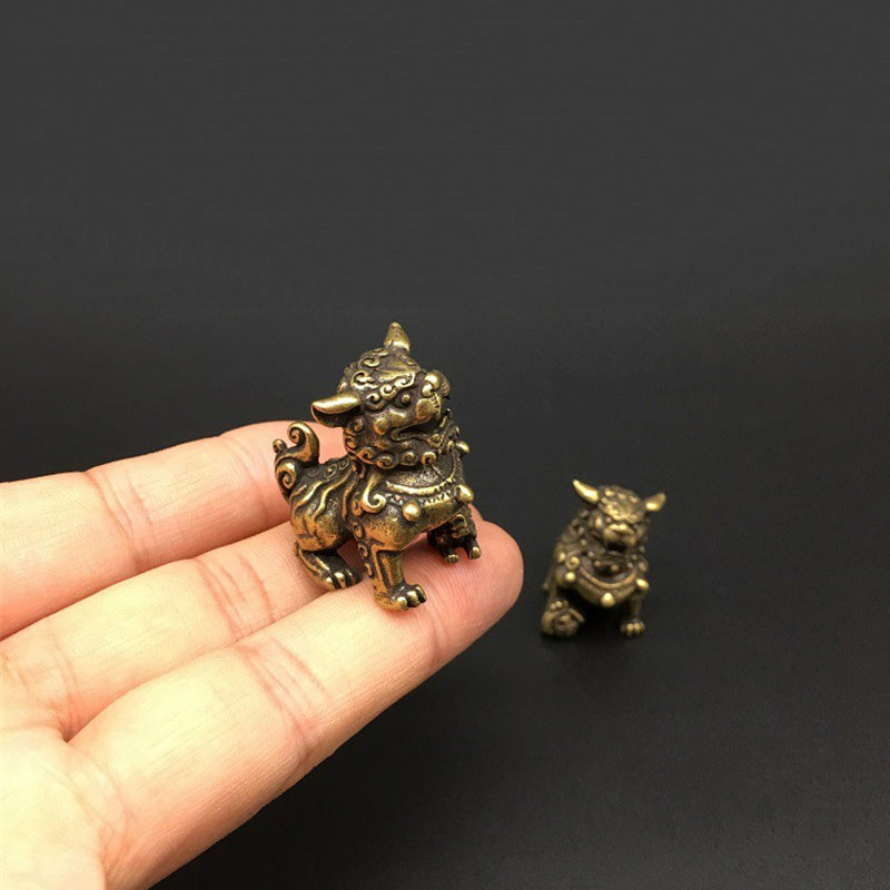 Vintage Brass Lion Pair Tabletop Ornament