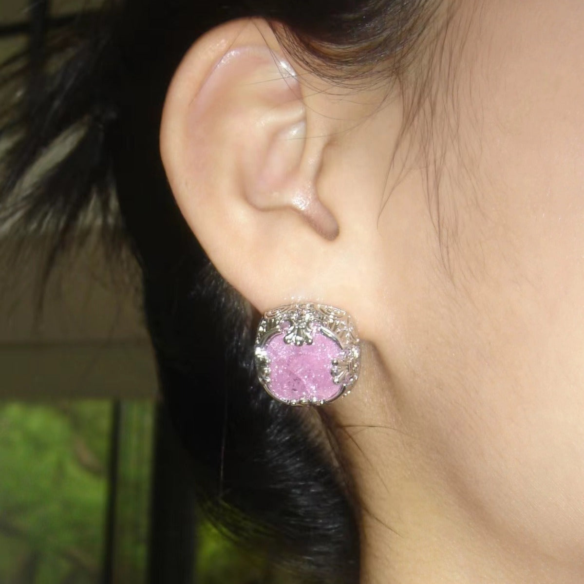 Retro Frosted Blossom Zircon Gilding Female Minority Design Earrings