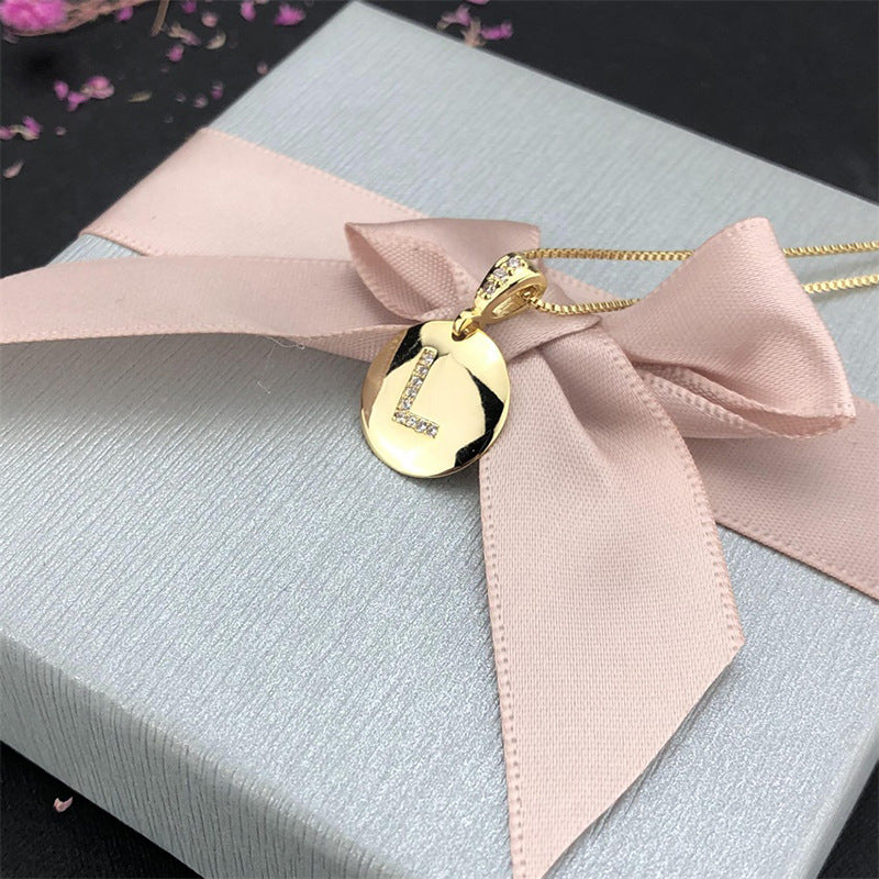 Letter Necklace Glossy Diamond 26 English Letter Necklace