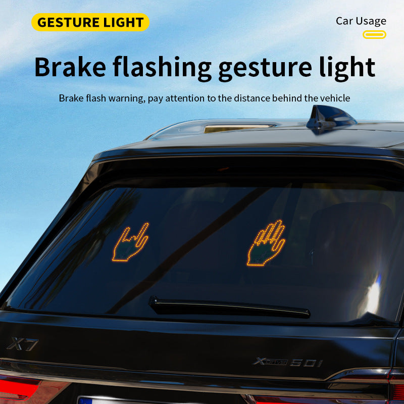 LED Stickers for Car Window, Car LED Sign Finger Lights Funny Car Accessory Gifts for Men, Hand Gesture Light for Car, Finger Gesture Light with Remote