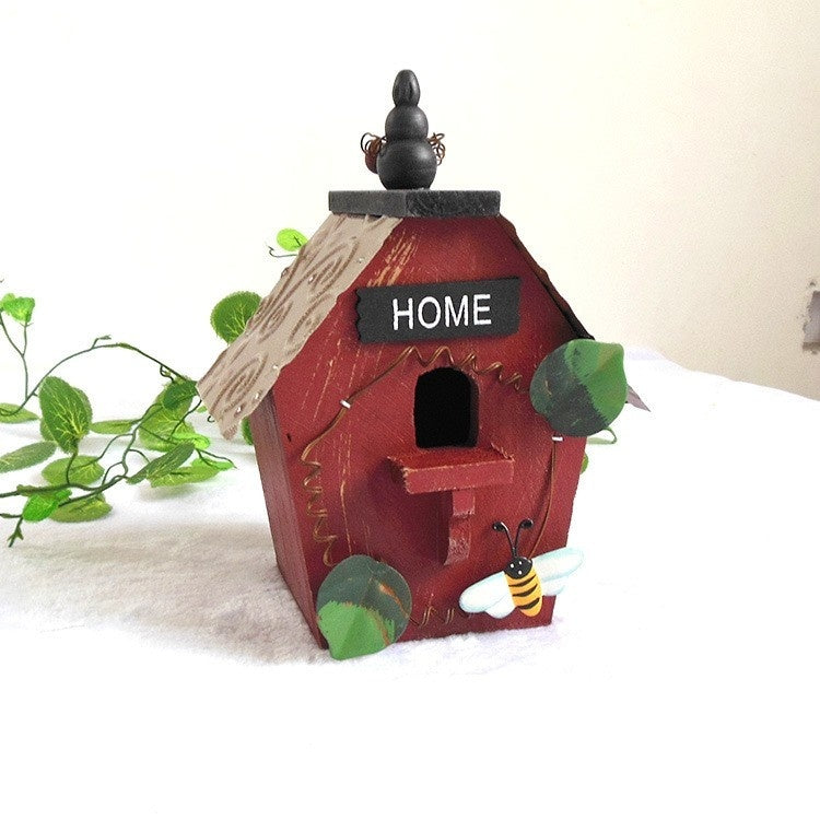 Wooden Bird House Outdoor Pendant