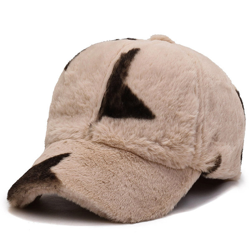 Fashion Leopard Fleece Baseball All-Matching Peaked Cap