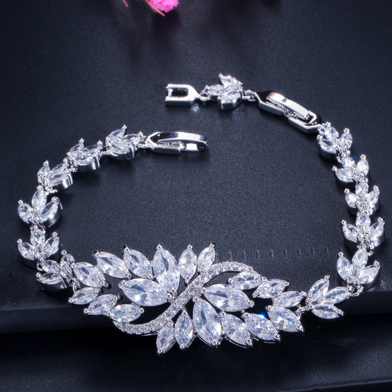Ice Flowers European And American Elegant Zircon Bracelet Full Diamond Inlaid Ornament Multi-color