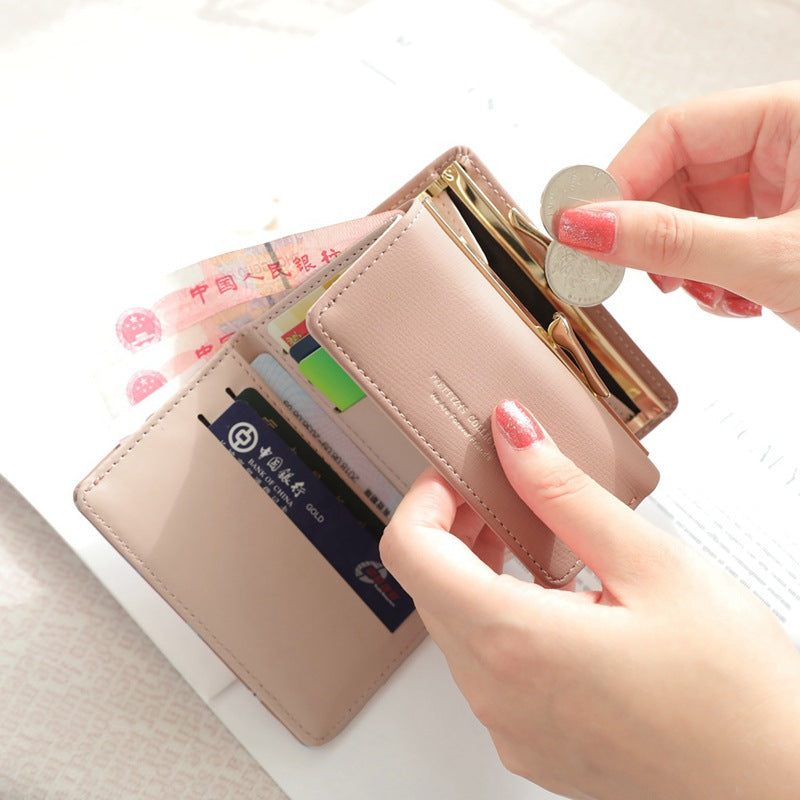 Fashion Women's PU Printed Tri-Fold Clip Coin Purse