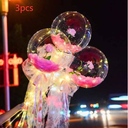 LED Luminous Balloon Rose Bouquet Transparent Bobo Ball Rose