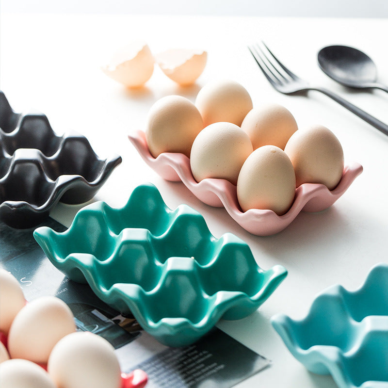 Home Kitchen Creative Ceramic Egg Grid Egg Rack