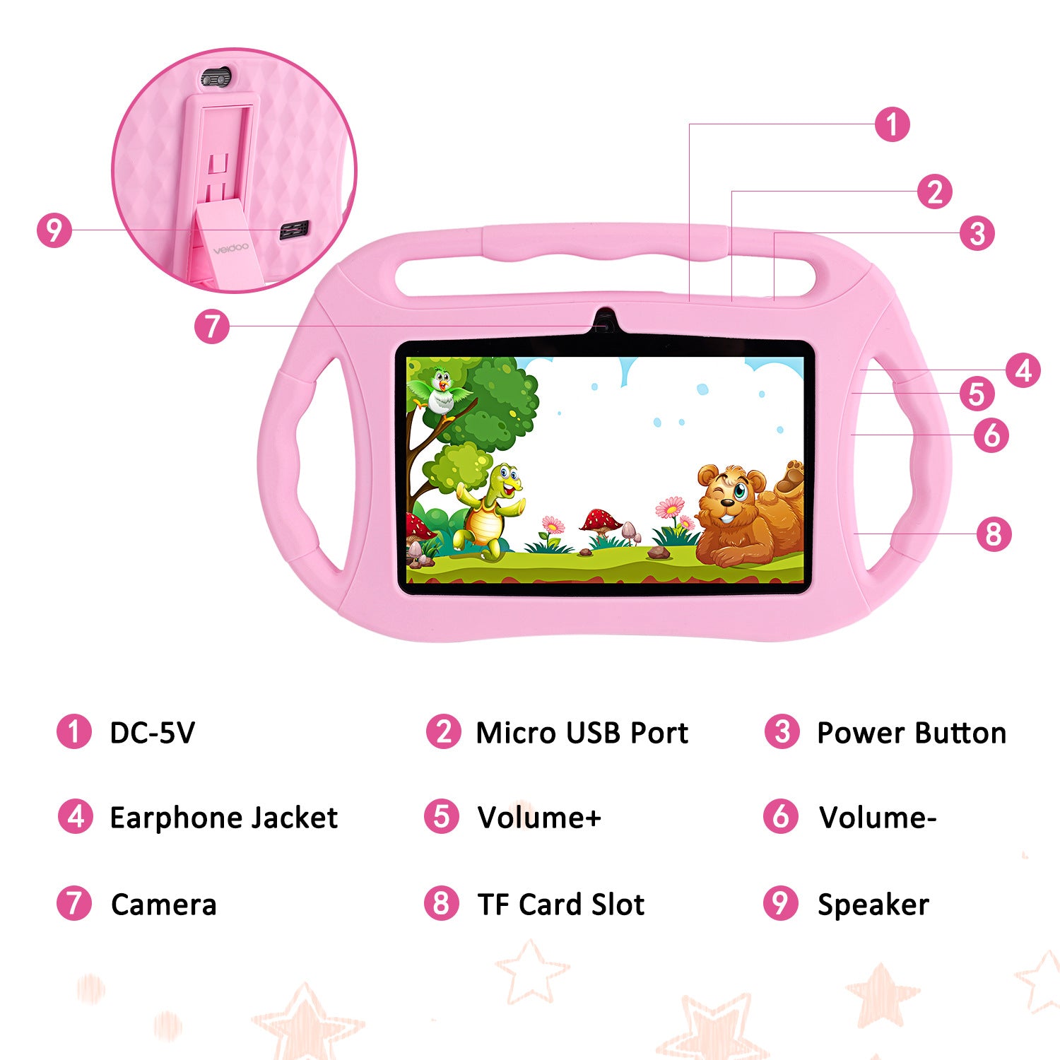 7 Inch Children's Tablet Pc Single Handle Smart Tutoring High Definition Video Machine