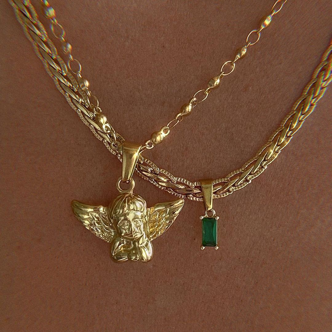 18k Genuine Gold Plated Angel Pendant Necklace