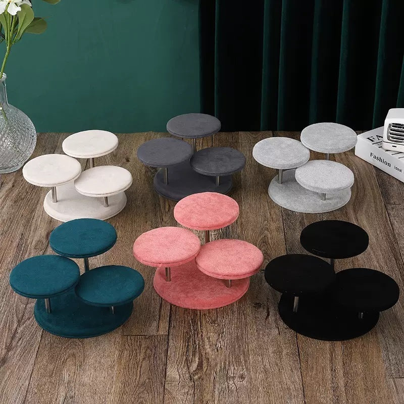 Three Disc Velvet Jewelry Cabinet