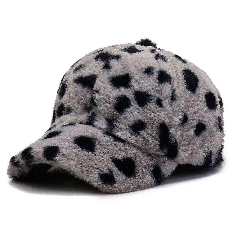 Fashion Leopard Fleece Baseball All-Matching Peaked Cap