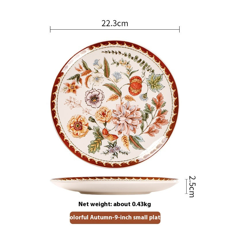 Ceramic Plate Retro Western Foodsteak Large Plate Dish Household Rectangular Plate