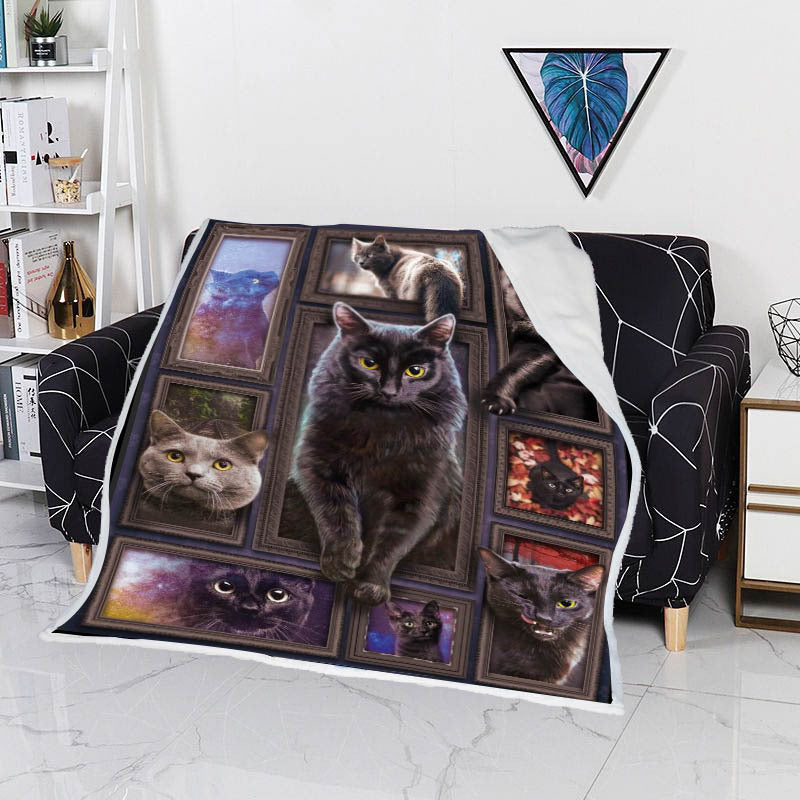 Double Layer Thickened Cashmere Blanket Cartoon Cartoon Cat Air Conditioner Quilt
