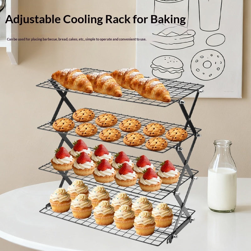 Black Foldable Cooling Rack Multi-Tier Kitchen Storage Rack