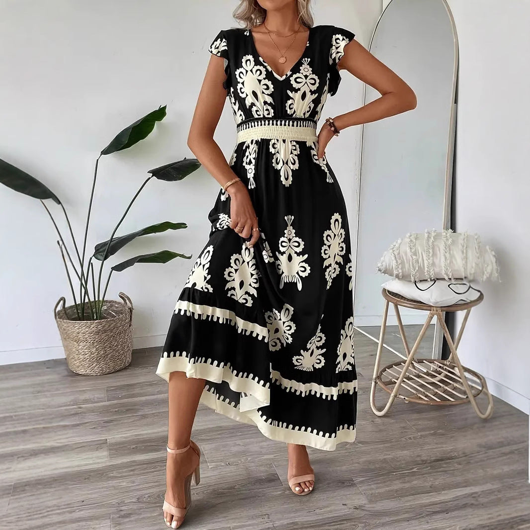 Female Beach Printed Large Swing Dress