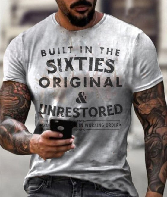 New Fashion Casual Digital Printed Round Neck Short-sleeved T-Shirt Men's Wholesale