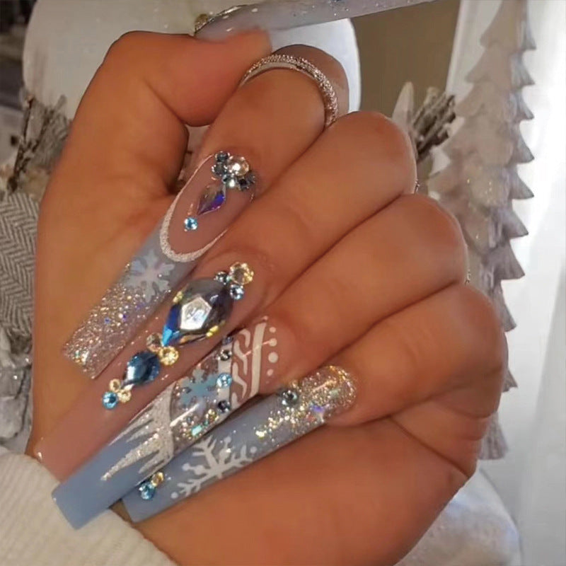 Rhinestone Christmas Snow Blue French Armor