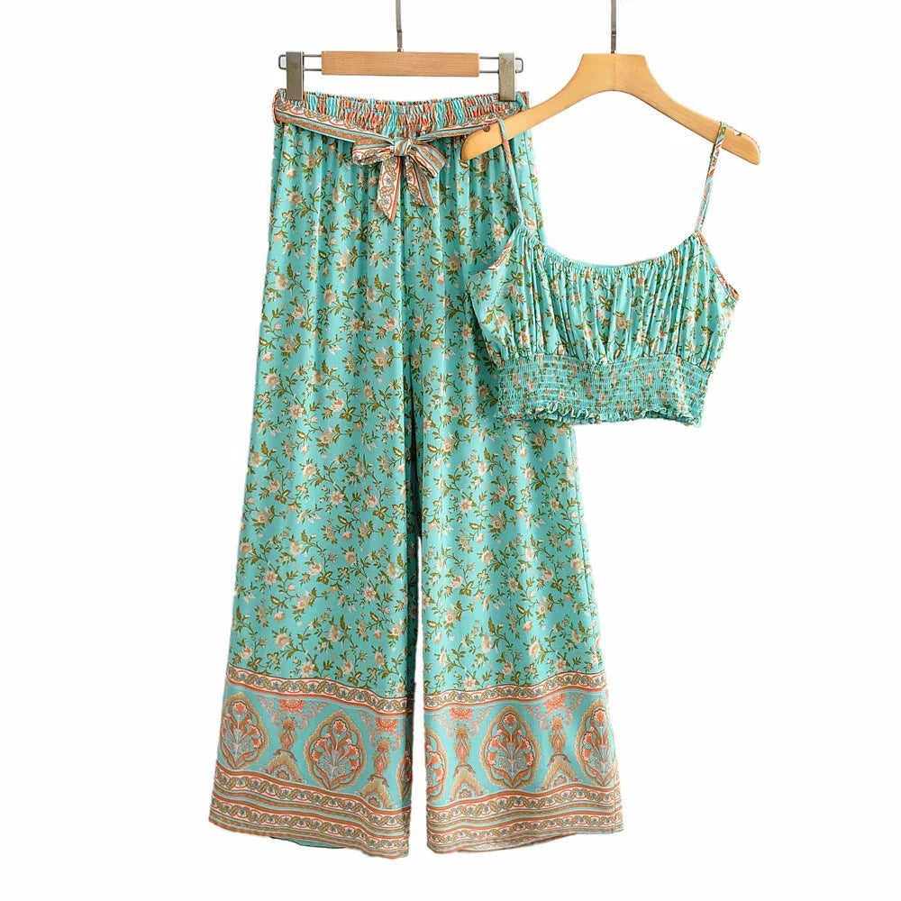 Boho Retro Print Suit